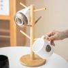 Bamboo Cup Holder Tree 6 Hooks Coffee Mug Rack Non-Slip Coffee Cup Stand Easy Install Mug Organizer Stand for Kitchen Counter