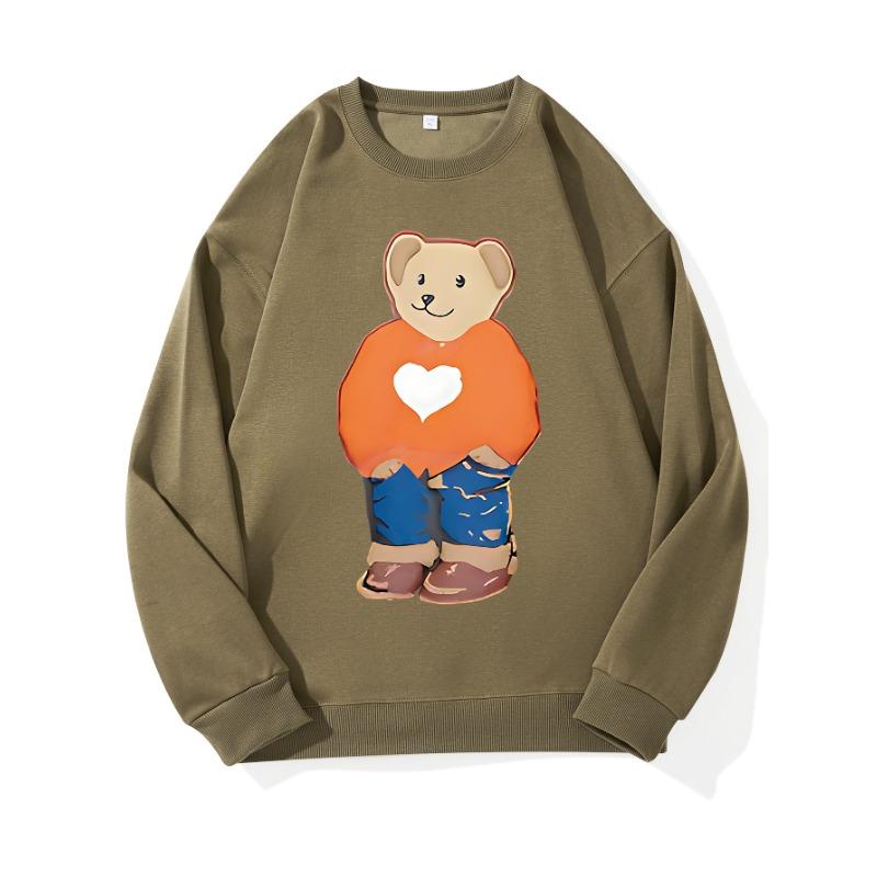 Модный топ с принтом Love Bear, повседневная спортивная одежда на осень и зиму, хлопковая толстовка