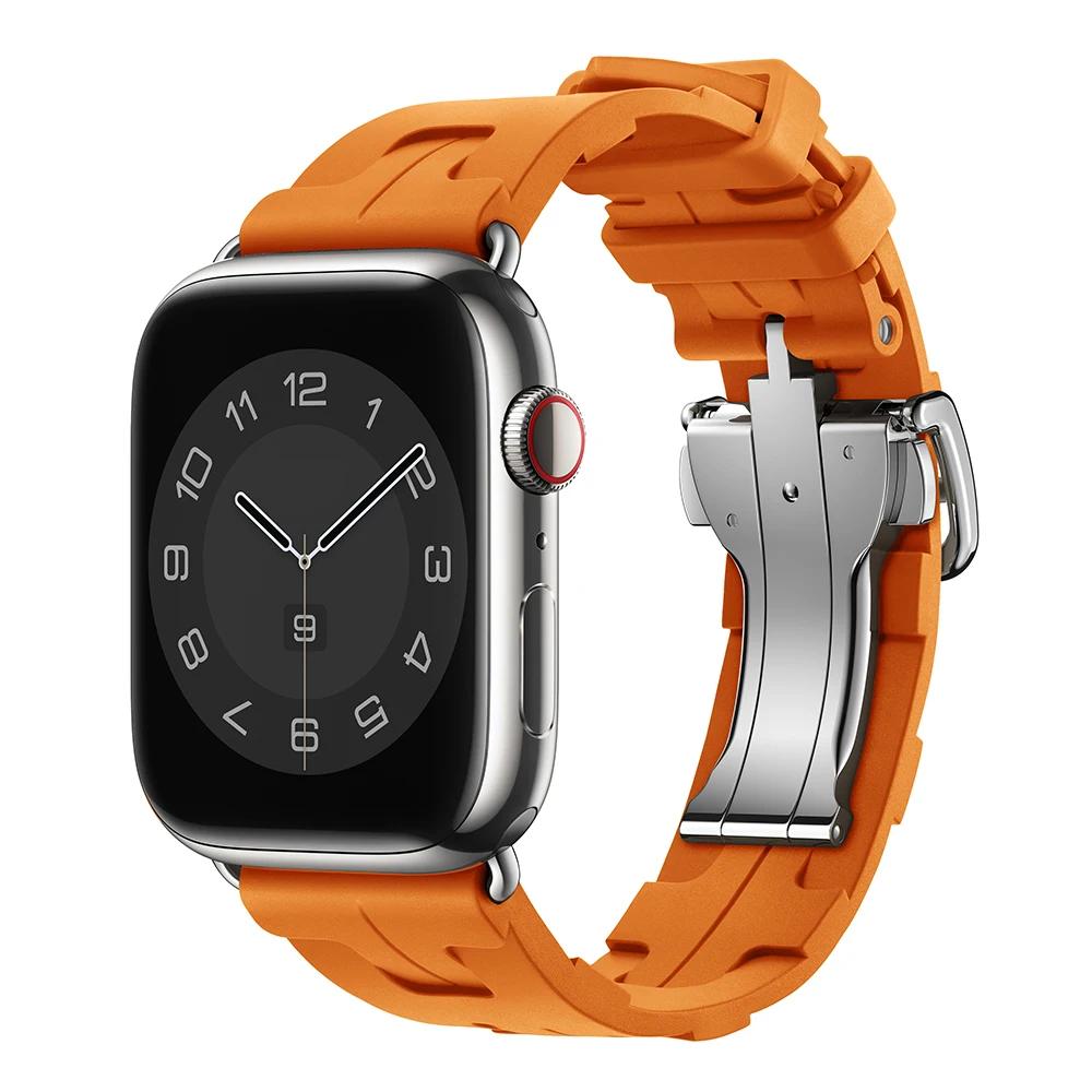 Ремешок Kilim Single Tour для Apple Watch 45 мм 44 мм 42 мм 41 мм 38 мм со складной застежкой, силиконовый браслет iWatch Ultra 2 49 мм