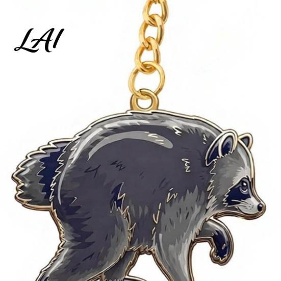 Decorative Key Ring 1/2/3Pcs Raccoon Keychain for Backpacks Golden Plated Car Ring Animal Shaped Charm Pendant Gift Lovers Keyring Pendant