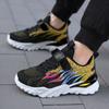 Children's Flying Woven Hollow Breathable Single Mesh Sports Running Shoes Outdoor Flame Children's Shoes