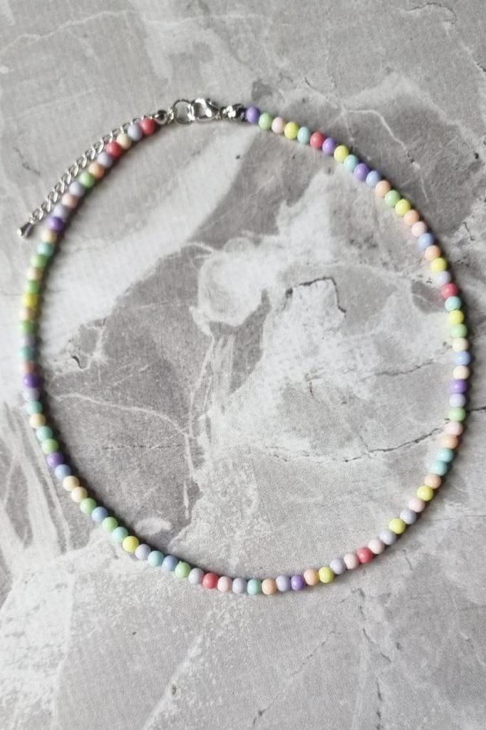 Handmade Colorful Bead Necklace – Adjustable Choker Style