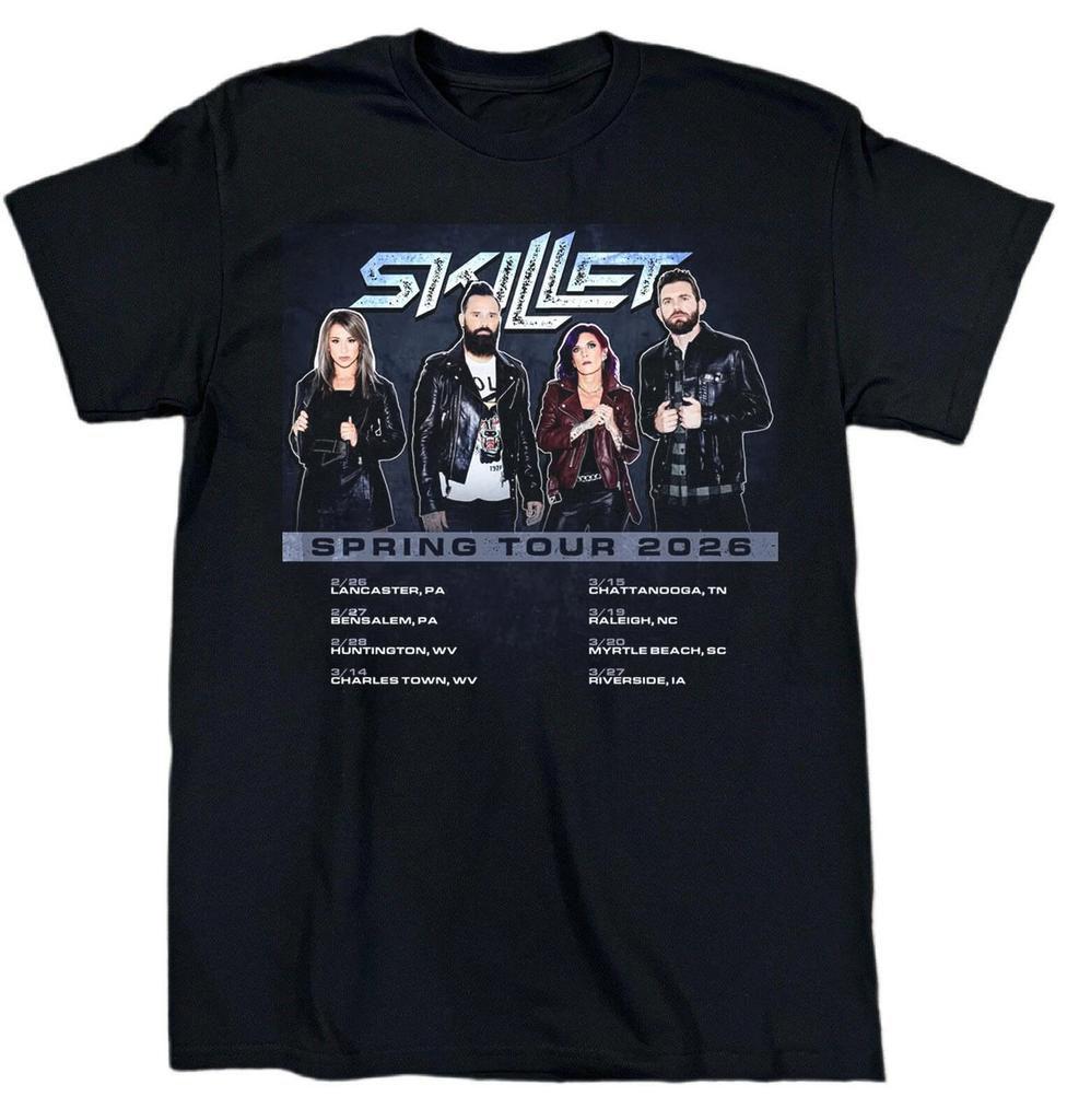 Skillet Band 2026 Tour Dates Heavy Cotton Black S-5XL T Shirt