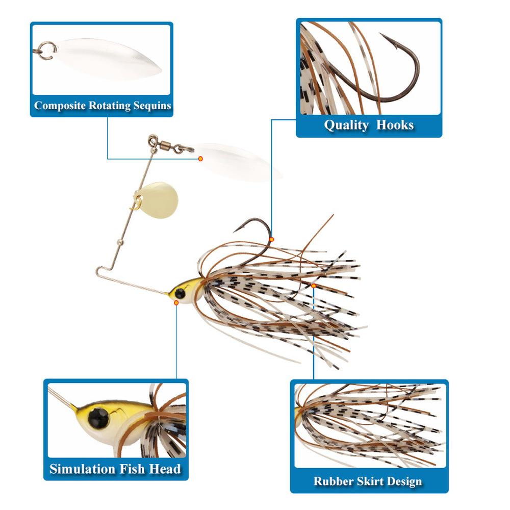 1 шт. Вращающаяся металлическая рыболовная блесна Пятицветная составная вращающаяся блесна 10,5 г Приманка для окуня сома Легкая морская рыбалка Рыболовные снасти