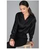 Женская черная атласная рубашка с отложным воротником и длинным рукавом, высококачественная блузка, рубашка для отдыха