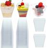 25pcs 60ml Mini Dessert Cups Square Plastic Cups Reusable Jelly Mousses Appetizer Cup Food Container Party Birthday Decor