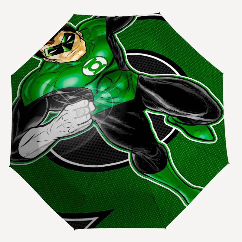 1pc Green Lantern Automatic Open/Close Umbrella Compact Folding Umbrella with 8-Rib Shaft lightweight esign, for Women/Men1205A