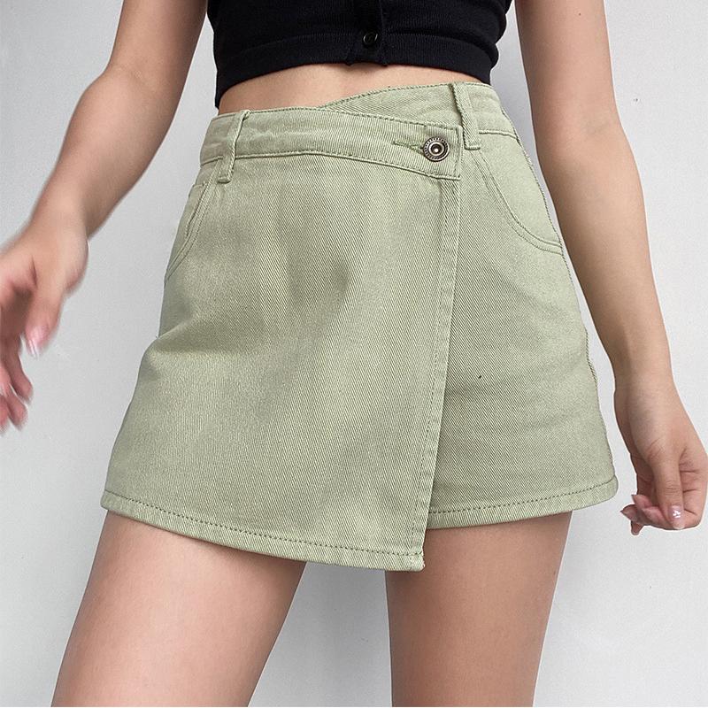 Elegant and Fashion High-waisted A-line Denim Shorts Women's Summer Light-colored Design Sense Temperament Slim Trendy Culottes