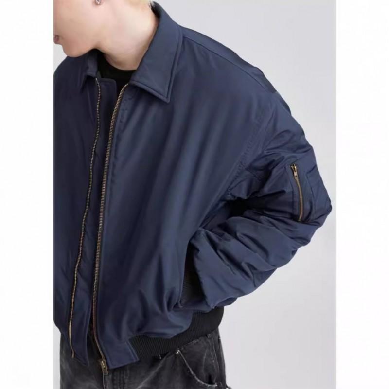 Mens Vintage MA-1 Flight Jacket Loose Fit Short Length Casual Baseball Style Outerwear