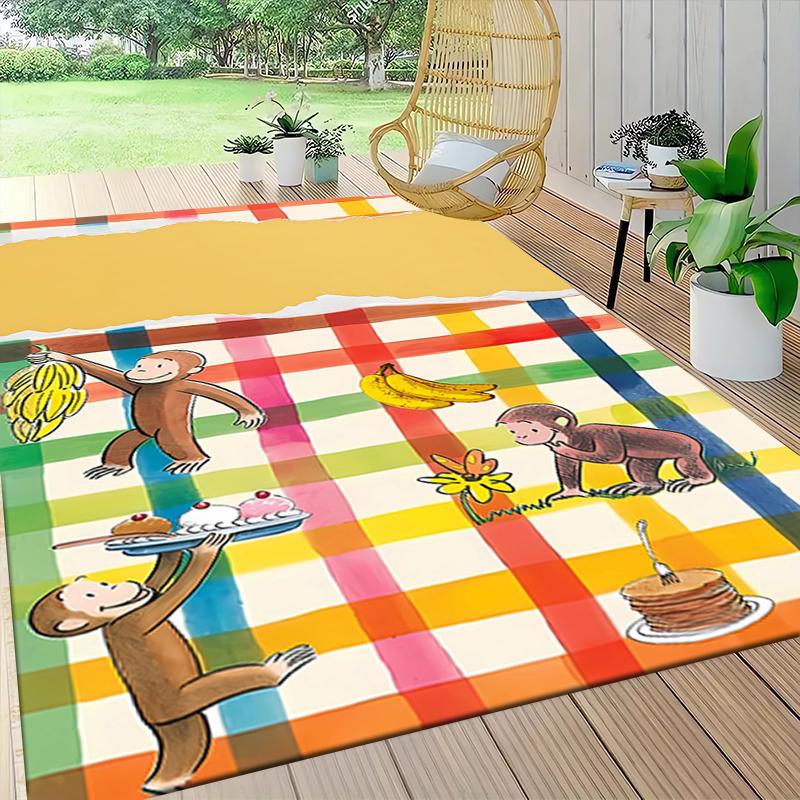 1Pc Curious George Party Carpet Rug Customizable Soft Washable Antislip Home Living Room Sofa Mats Personalized Rug 0917216