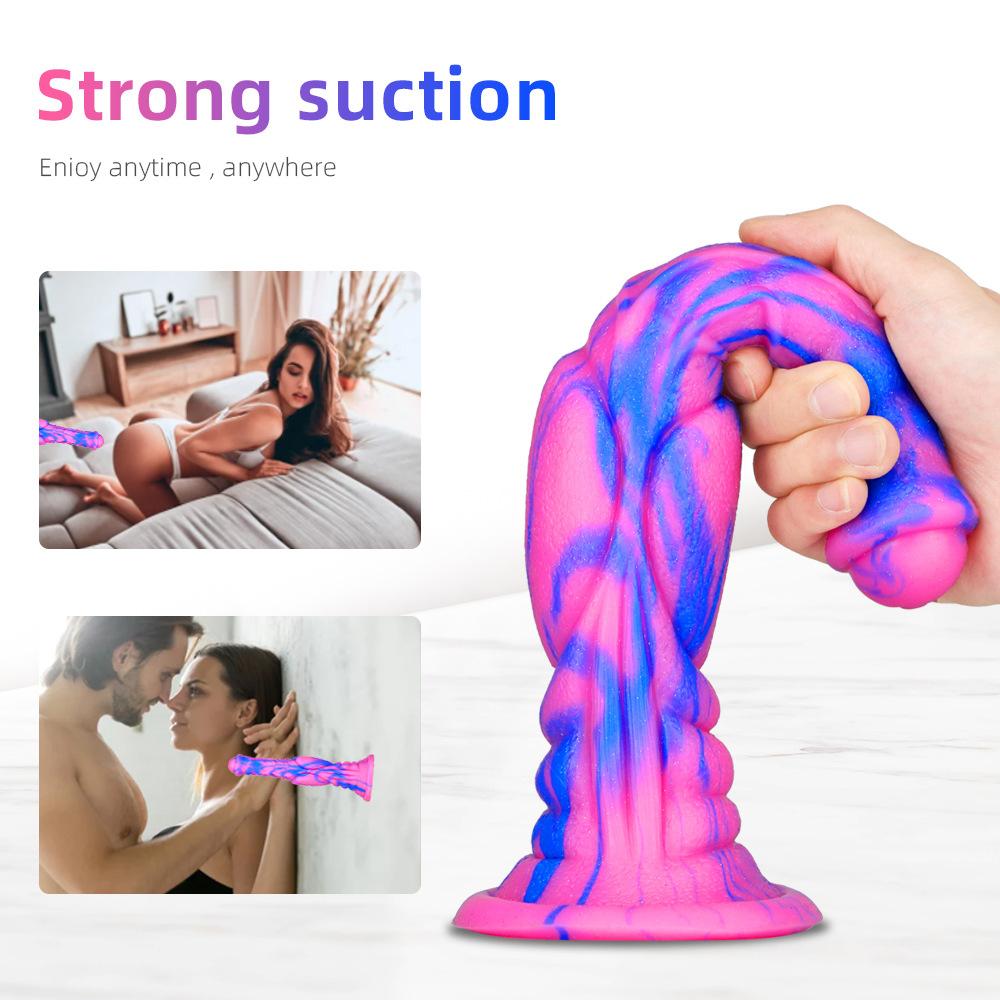 Female Eggless Horse Cock Liquid Silicone Animal Penis Thick and Long Color Simulation Fake Penis Anal Plug Sex Toys
