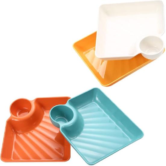 4 шт. тарелки для суши с соусницей, 7,2 дюйма, в японском стиле, тарелки для пельменей для закусок, десертов, салатов, снеков, картофеля фри, микроволновая печь и