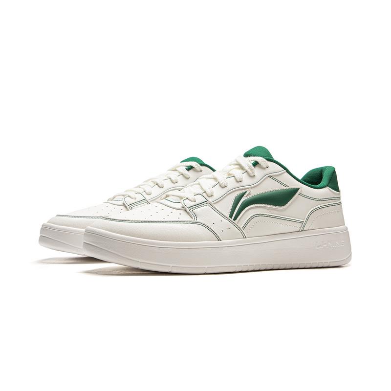 Li Ning Sycee Impact Resistance And Abrasion Resistant Low top Skateboard Shoes Men's White Green AGCV143-4