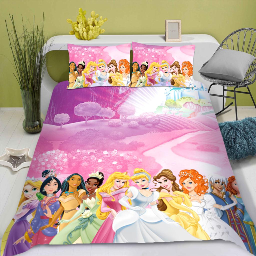 Princess Cinderella Cartoon Quilt Cover Duvet Breathable 3D Cute Printed Bedroom Comforter Warmth Polyester Bedding