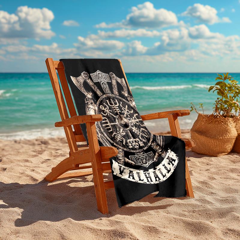 1Pc Shield Axes Beach Towel, Quick Dry, Multi-Use for Beach Pool Gym Yoga Home Travel, Christmas, Halloween, Xmas Gift S929645