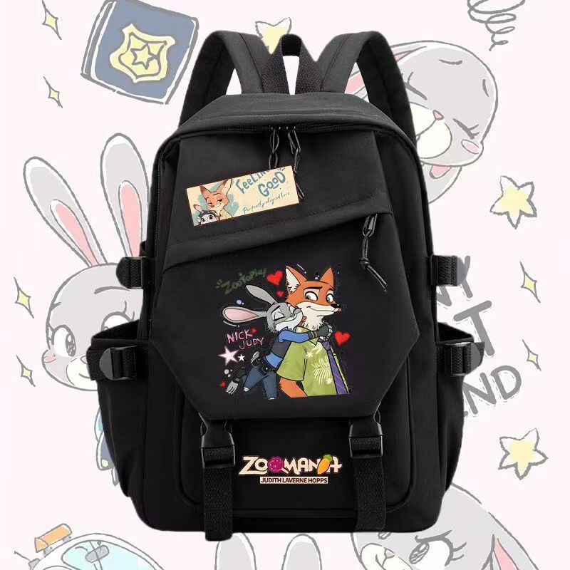 Crazy Animal City Animation Peripheral Judy Nick Fox Elementary School Bag Men'S And Women'S Casual Large Capacity Backpack