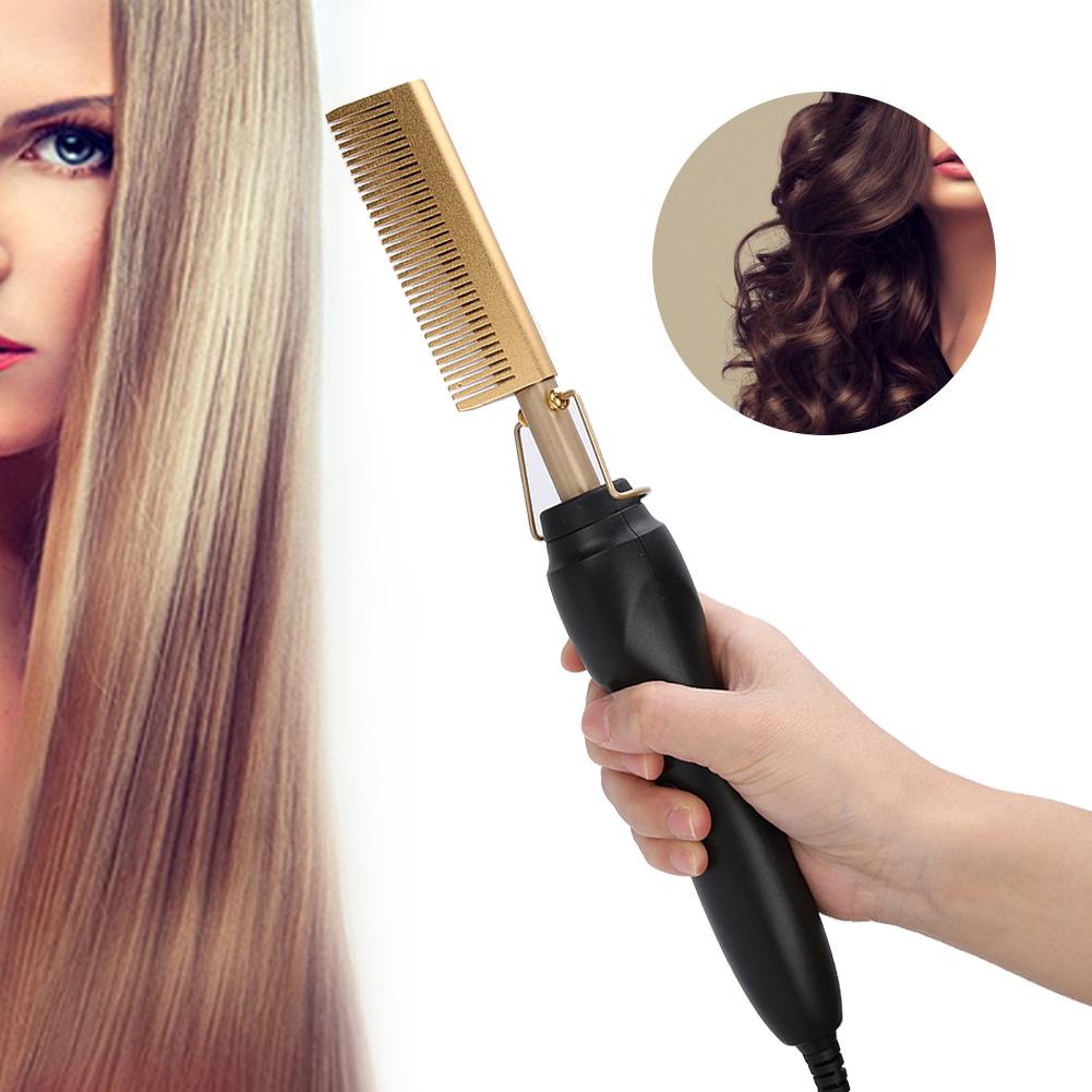 Multi Functional Electric Heating Hair Straightener Comb Hair Curler Curling Iron