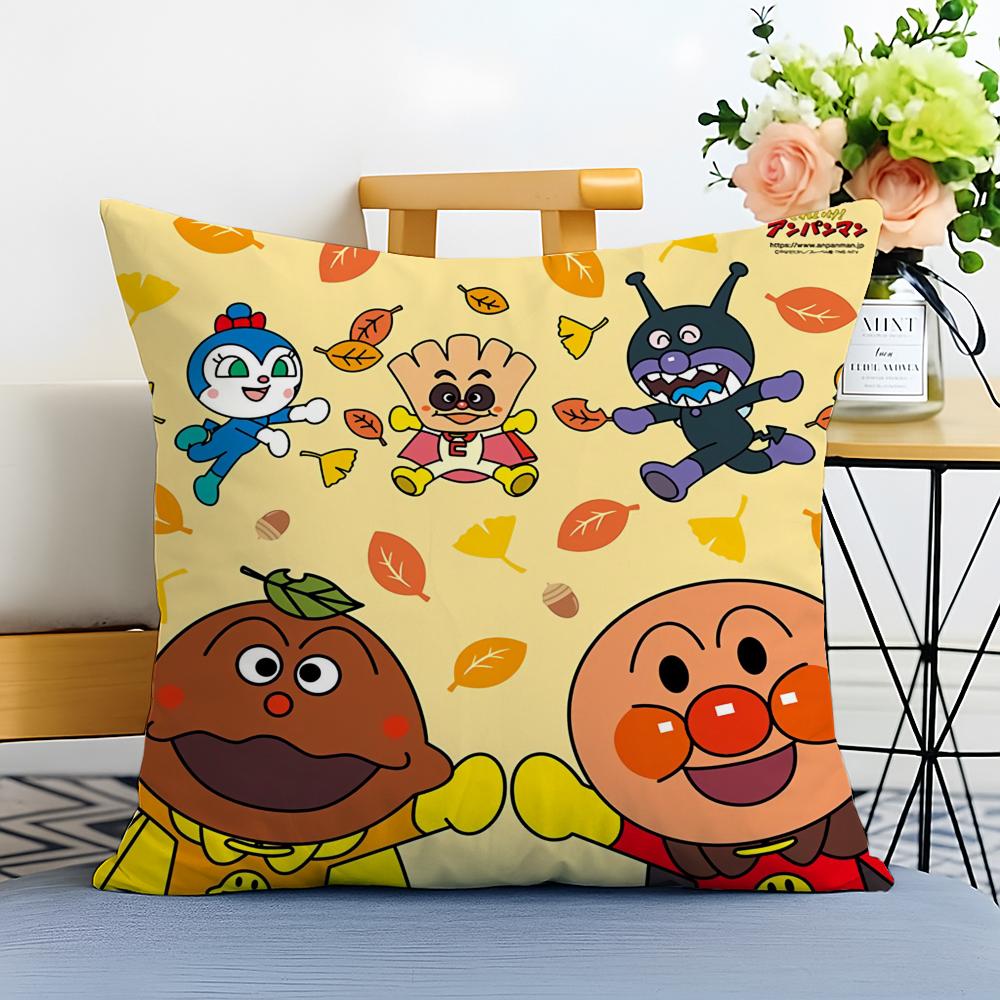 Anime Kawaii AAnpanman Cushion Cover Washable Linen comfort Soft for Sofa Bed Cozy Home Room Decor