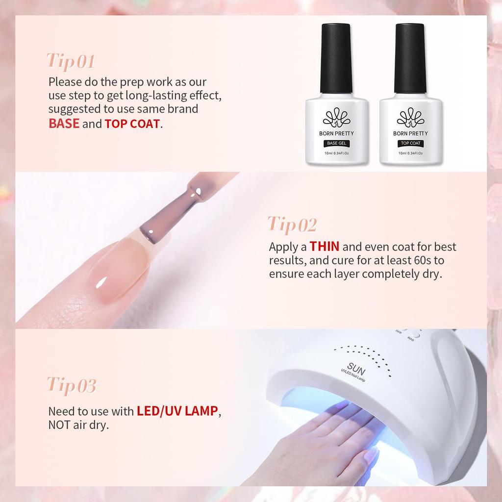 BORN PRETTY Гелевые ногти Прозрачный телесный цвет Телесный цвет Прозрачный натуральный Отдельный товар Легко наносится Совместимый тип лака Домашние ногти 15 мл Официальный