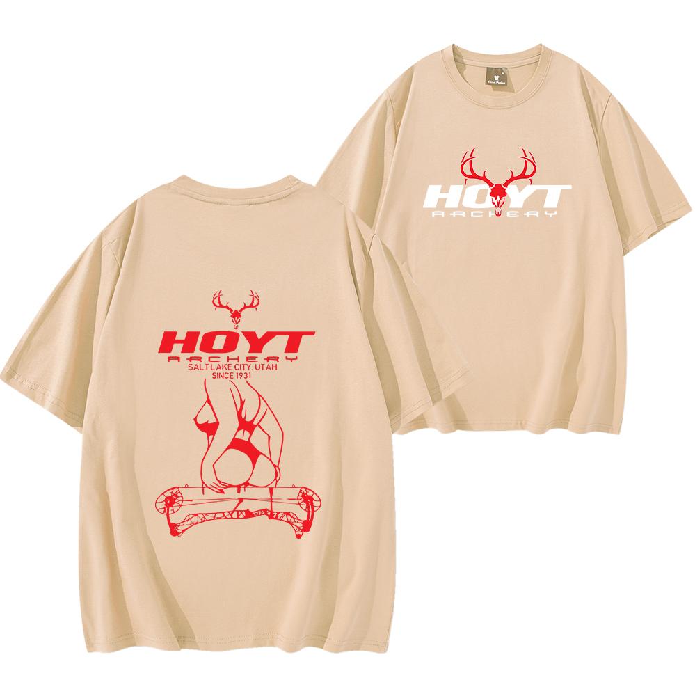 Футболка Hoyt Archery Sexy Girl Унисекс с коротким рукавом Повседневная хлопковая футболка Мужская Женская Уличная одежда Футболка Тактическое снаряжение для любителя охоты