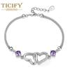 Модный и милый простой ювелирный браслет из натурального аметиста в форме сердца