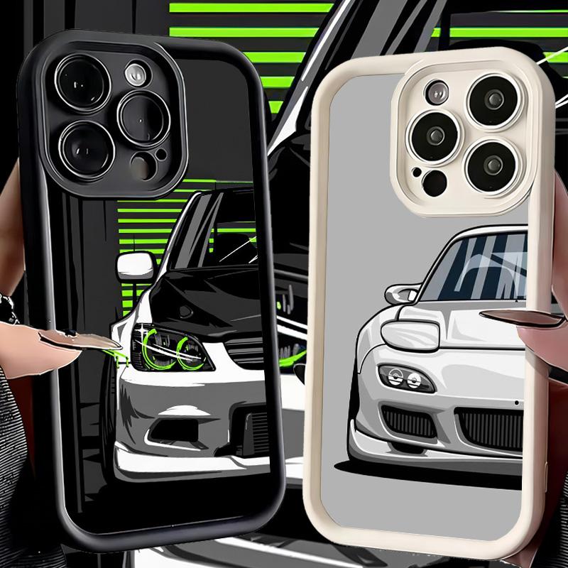 Чехол для телефона iPhone 17 Air 16E 15 16 Pro Max Простой чехол с узором японских спортивных автомобилей 14 Plus 13 12 Mini Мягкий силиконовый чехол