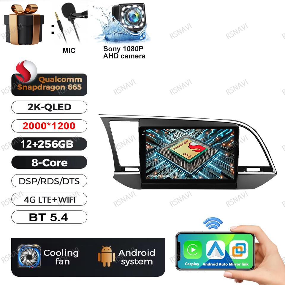 Автомагнитола Android 16 для Hyundai Elantra Avante AD 2015 ~ 2021 2019-2020 Стереосистема Qualcomm DSP BT Навигация Головное устройство QLED DVD