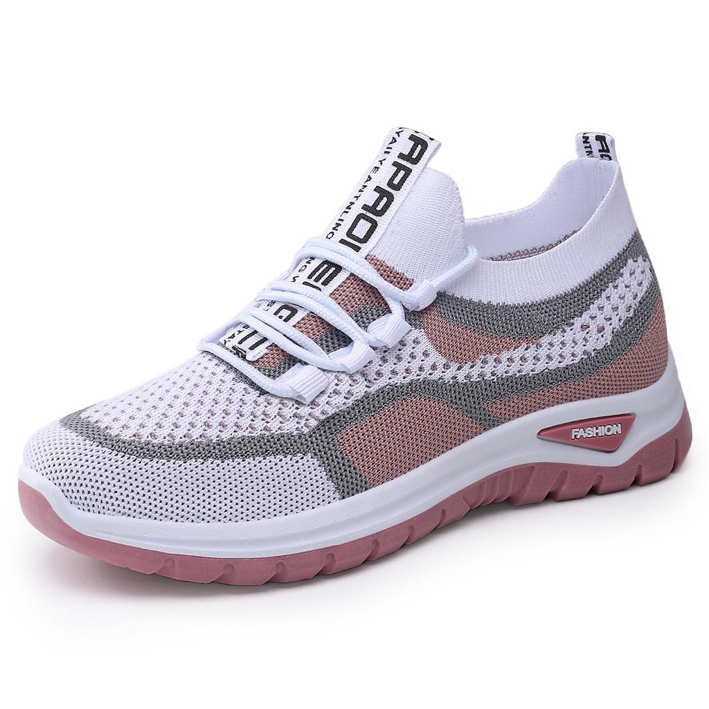Shoes Women's Large Size Sports Shoes Flying Woven Mesh Shoes Shallow Mouth Lightweight Casual Shoes Comfortable Women's Shoes Versatile Single Shoes