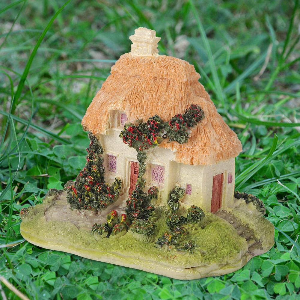 Simulation Thatched House Decoration Outdoor Garden Yard House Shape Bonsai Ornament