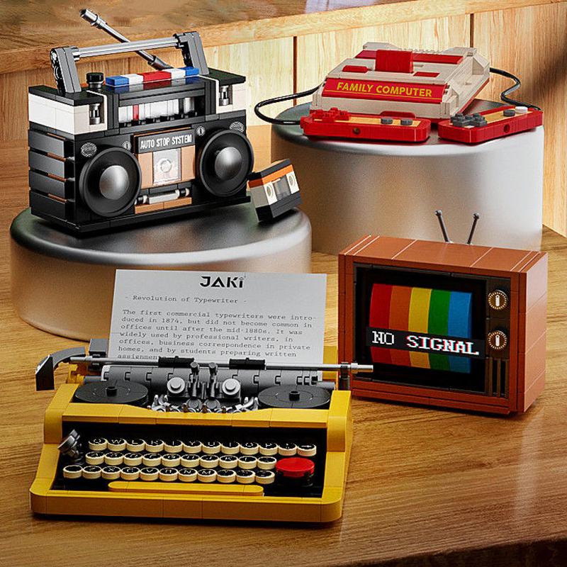 Ретро Цветной Телевизор Компьютер Музыка Walkman Игровая Консоль Радио Пишущая Машинка 3D Модель Мини Блоки Кирпичи Строительная Игрушка Без Коробки