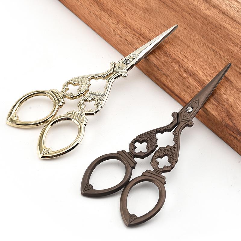 Gold-plated Embroidery Vintage Tailor Scissors Stainless Steel Mini Small Antique Pointed Mini Shears Clothing Cutting Tools