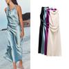Early Autumn New Arrival French Suit Long Dress Silk Satin Texture Midi Skirt Dress 8372090 2124305
