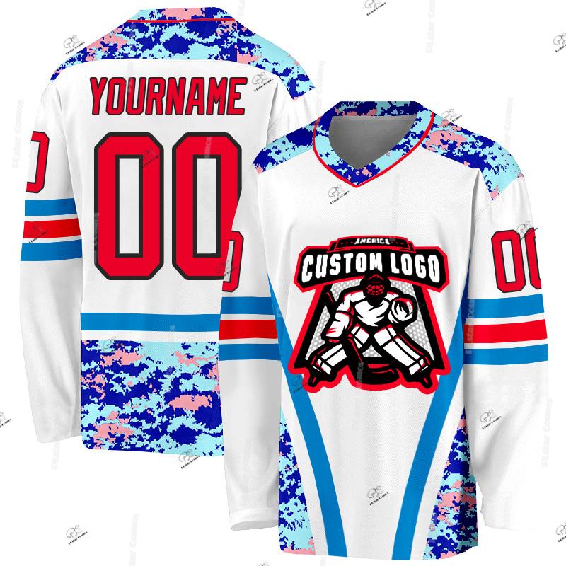 Custom Name Team Suits Gradient Graffiti Colorful Vintage Retro Breathable Pullover 3DPrint Casual V-Neck Hockey Jersey Shirts Y