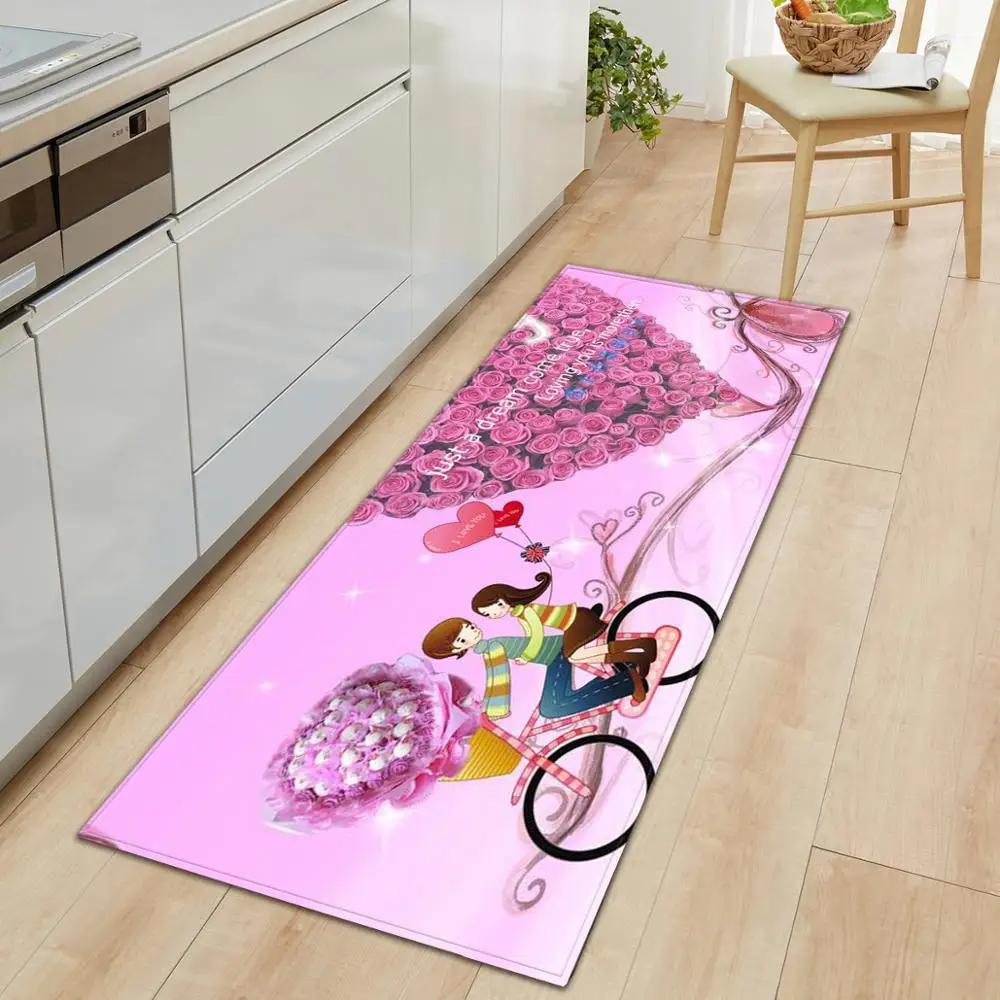 Valentine's Day Non-slip Restaurant Pad Home Porch Pad Entrance Door Mat Rectangular Corridor Area Carpet Kitchen Mat