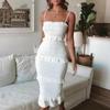White Tube Top Bodycon Midi Dress - 2025 Sexy Summer Nightclub Wear
