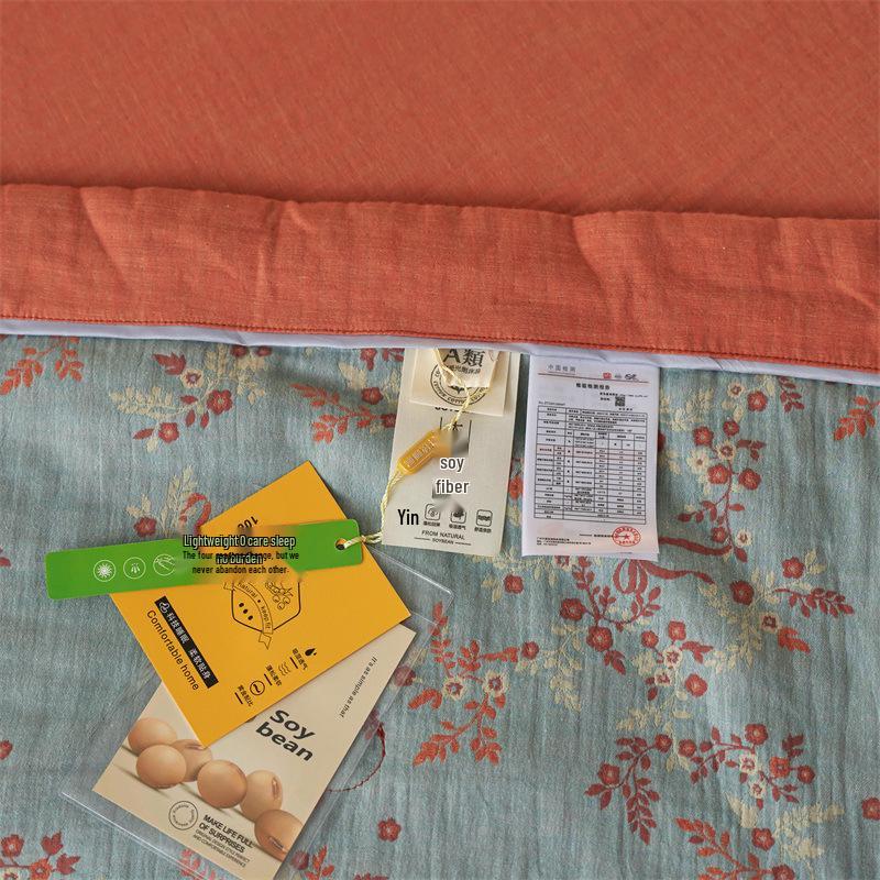 Luxury Jacquard Cotton Summer Quilt Set - Skin-Friendly, Machine Washable, Double-Layer Gauze, Perfect for Air Conditioning