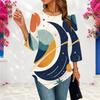 Ladies Plus Size Three Quarter Sleeve Top Pointed Hem Breathable Loose Casual For Daily Commute