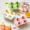 1SET Easy Release Popsicle Machine Leak-proof Cover Freeze Safe for Juice and Fruit Making 4 Homemade Popsicle Moulds