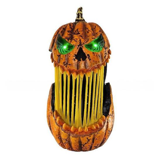 Halloween Pumpkin Light Decoration Mouth Open Extendable Scary Pumpkin Lantern with Glowing Eyes for Porch Patio Indoor Outdoor Decor