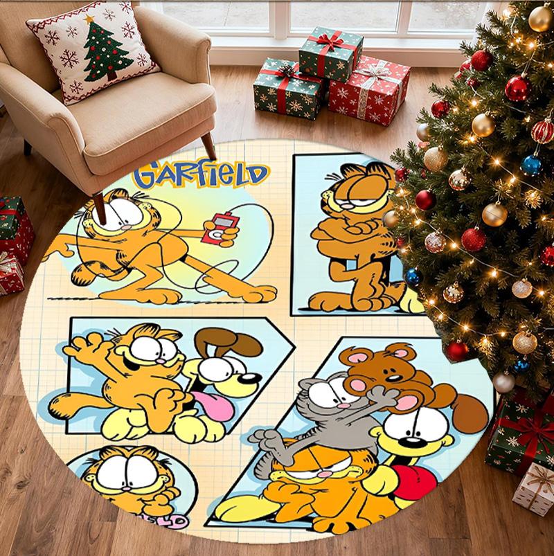 Garfield Pattern Round Rug, Indoor/Outdoor Mat, for Picnic, Gameroom, Bedroom, Office, Living Room, Home Decor Carpet, Birthday Gift