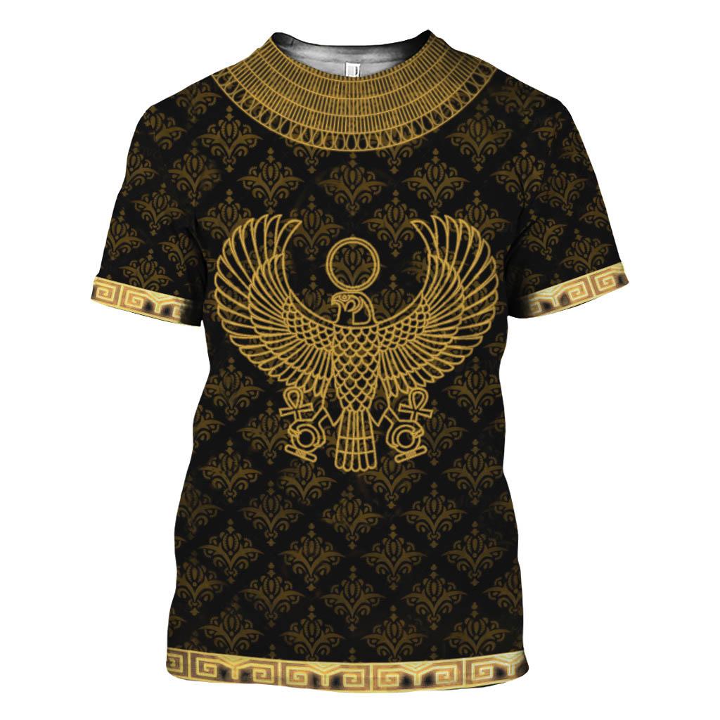 Summer Mens T-shirt Egyptian Pharaoh 3D Printed Short Sleeved Retro Style T Shirt Quick Drying Men's Round Neck Loose Tops