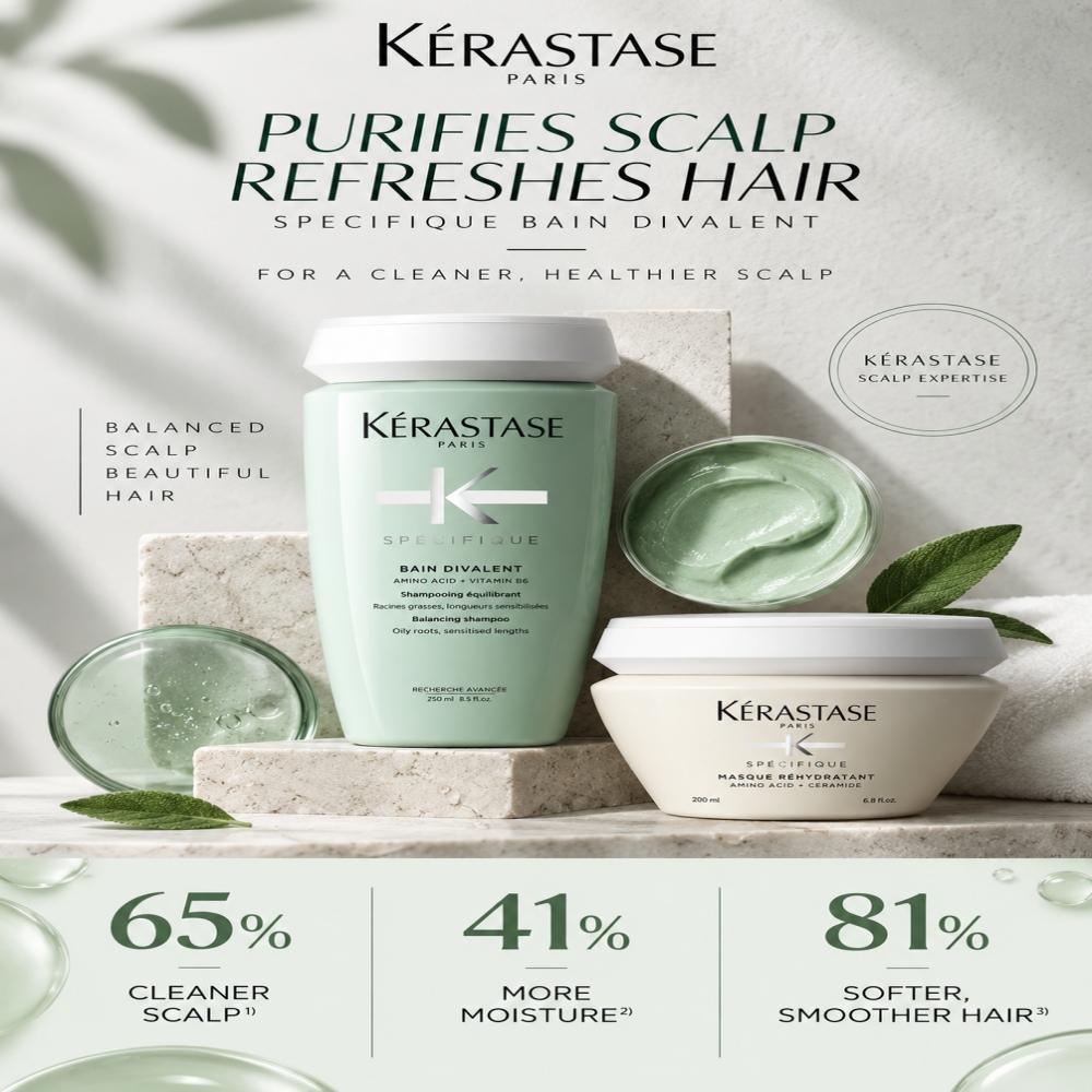 Kérastase Spécifique Bain Divalent Balancing Deep Cleansing Shampoo for Oily Scalp & Dry Lengths 500ml