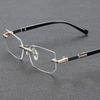 2pcs Men's Fashionable and Simple Square Frameless Glasses/transparent Lenses Suitable for Daily Home and Po Dressing Wear