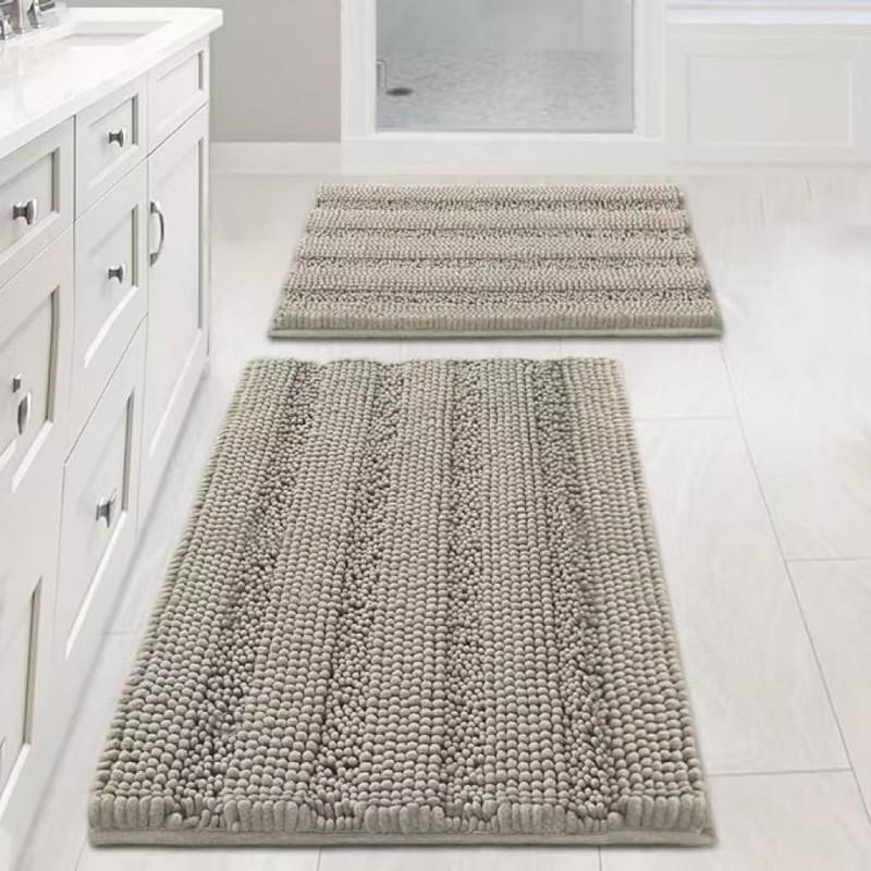 Thick Solid Chenille Bath Mat Non-Slip Absorbent Floor Rug Entryway Bathroom Kitchen Living Room
