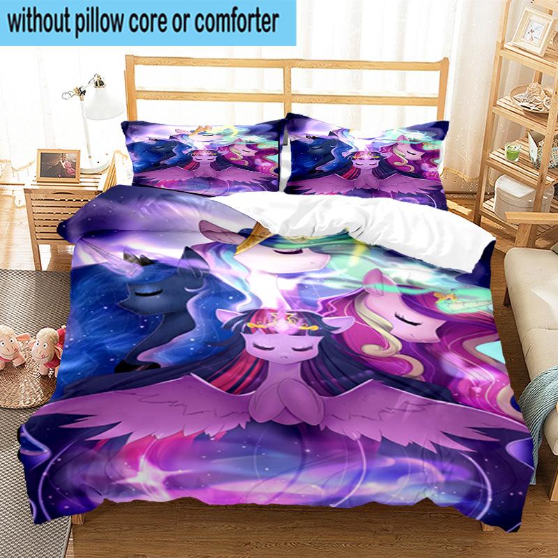 3PCS Mythical Fantasy Colorful Unicorn 3pcs Bedding,Including 3PCS Duvet Cover And 2pcs Pillowcases Perfect for Christmas,Ideal for Bedroom, Dormitory