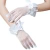 1Pair Bridal Gloves Bowknot Tulle Ruffle Edge Women Full Finger Cover Elegant Dress Accessories