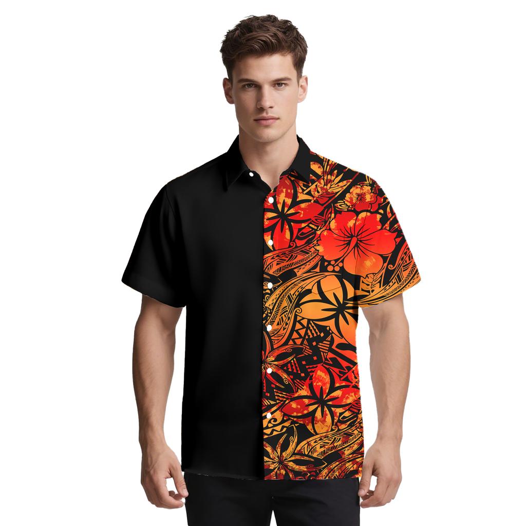 Summer Button Shirts Set For Beach Samoan Tropical Pattern Print Men Clothes Polynesian Fashion Men's and Women's Shirt
