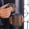 Креативная керамическая кружка с крышкой бытовая кружка для питья офисная ретро грубая керамика нишевый дизайн кофейная кружка