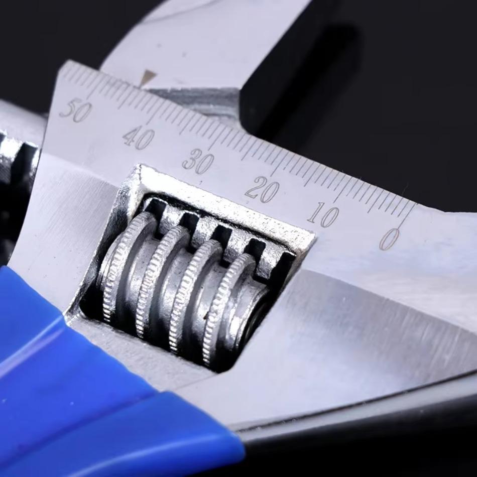 8 Inch Adjustable Wrench Short Handle Wide Jaw Spanner Large Opening Plumbing Repair Hand Tool For Tight Spaces Bathroom