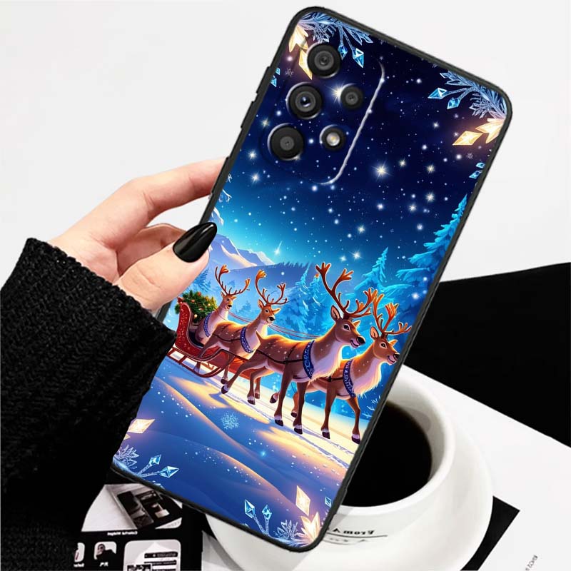 Рождественский Подарочный Дизайн Чехол для Телефона Для Samsung A73 A72 A71 A55 A54 A53 A52 A51 A13 A22 A16 A15 A12 A14 A26 A07 5G Черный
